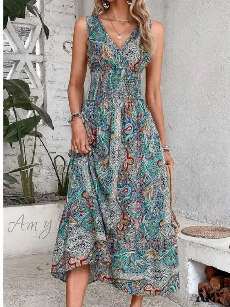 Amy Fashion - Casual Holiday Female Summer Boho Dress