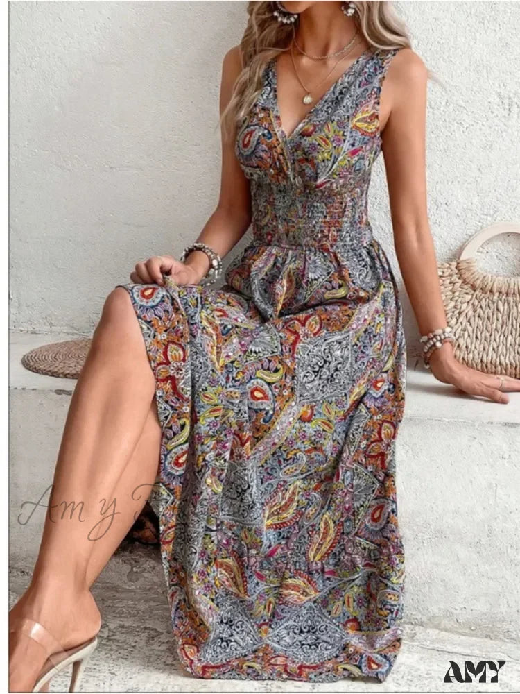 Amy Fashion - Casual Holiday Female Summer Boho Dress