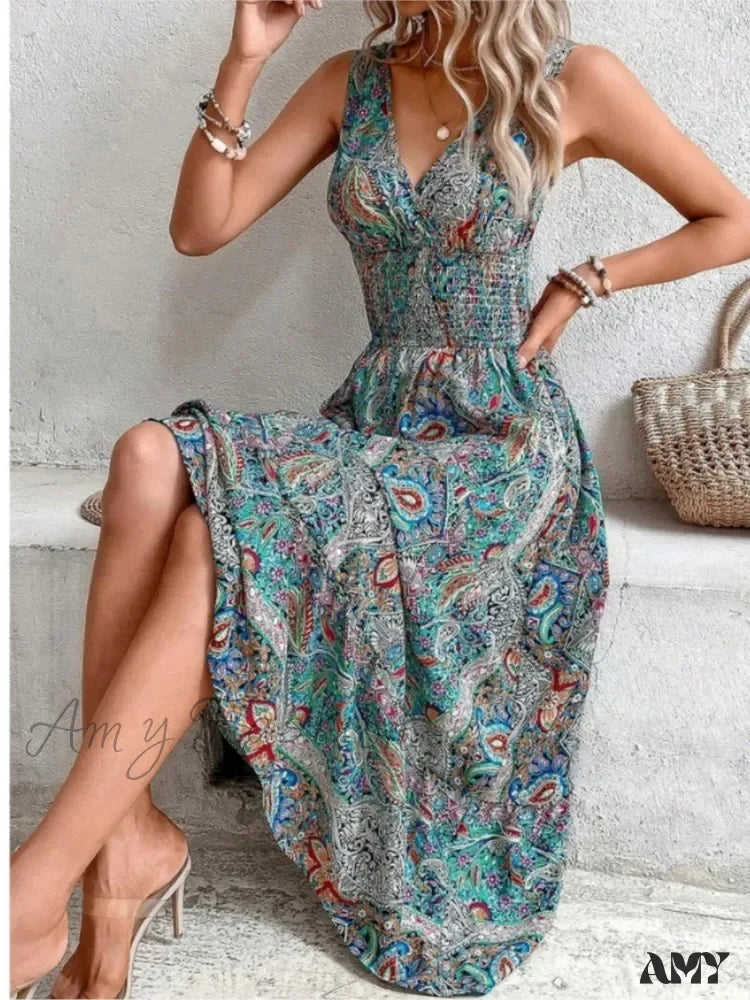 Amy Fashion - Casual Holiday Female Summer Boho Dress