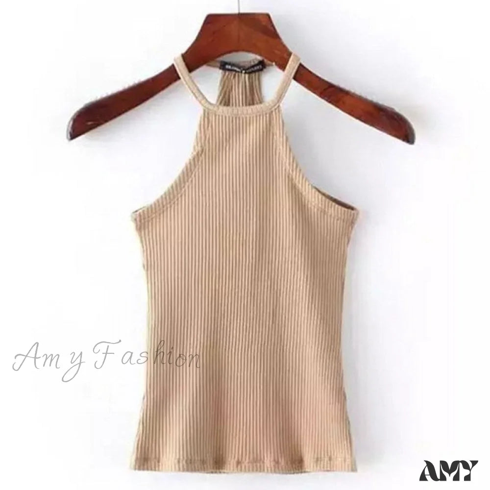 Amy Fashion - Casual Knit Basic Tank Top