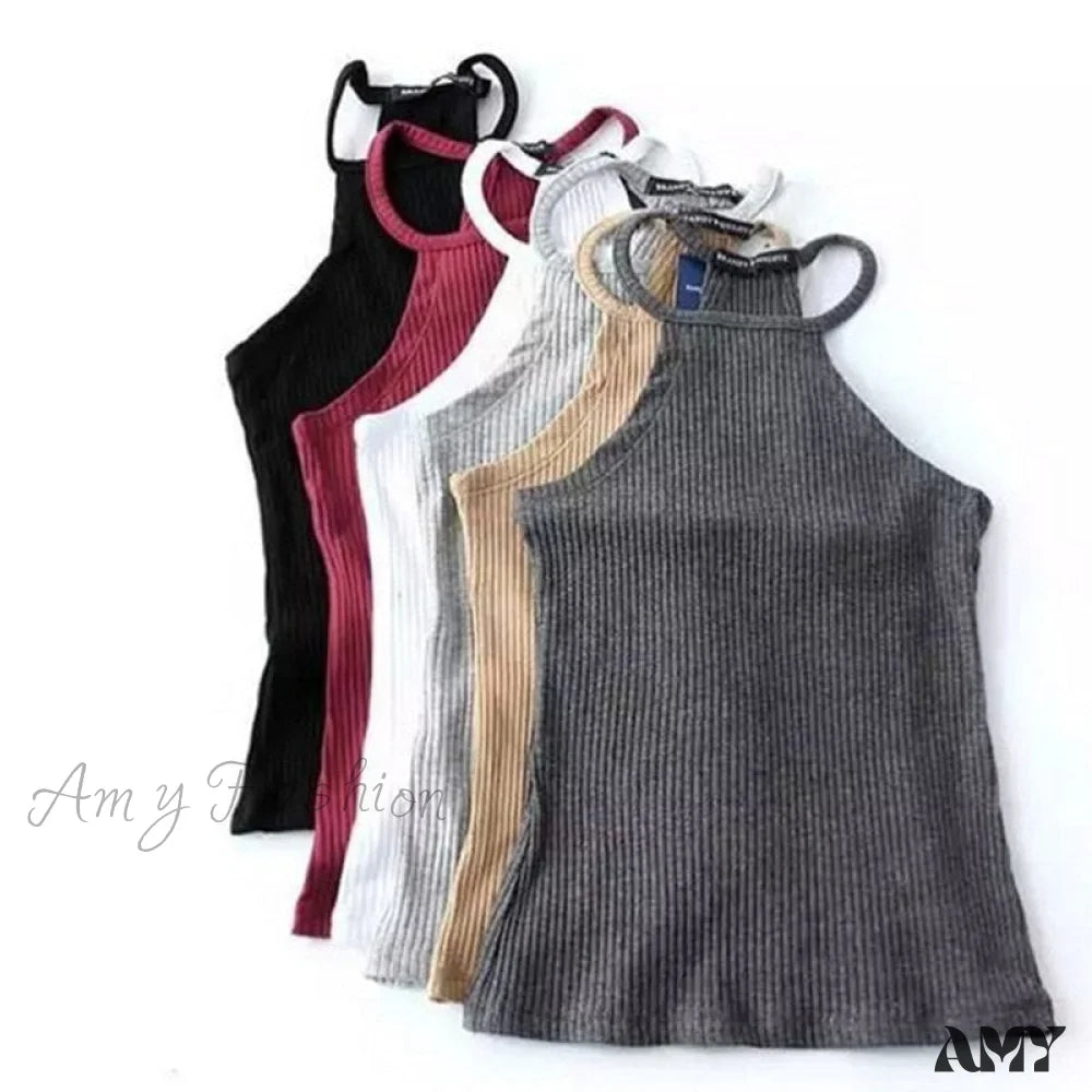 Amy Fashion - Casual Knit Basic Tank Top