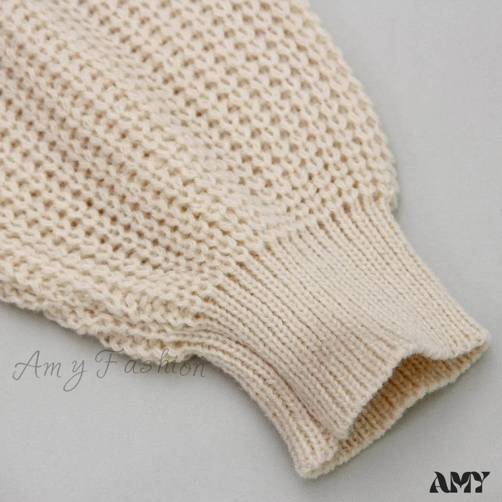 Amy Fashion - Casual Long Knitted Cardigan Women V-Neck Sweater