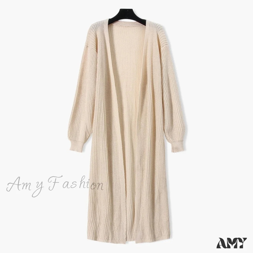 Amy Fashion - Casual Long Knitted Cardigan Women V-Neck Sweater