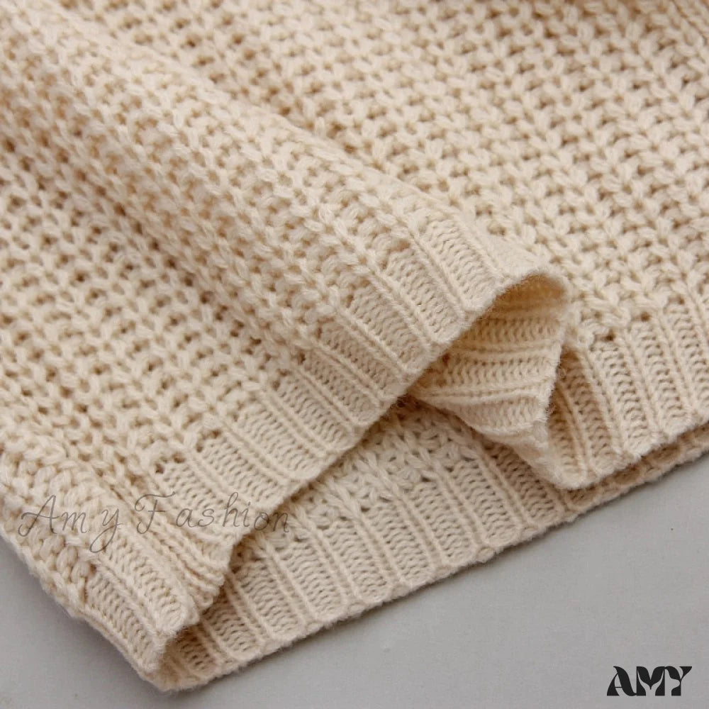 Amy Fashion - Casual Long Knitted Cardigan Women V-Neck Sweater