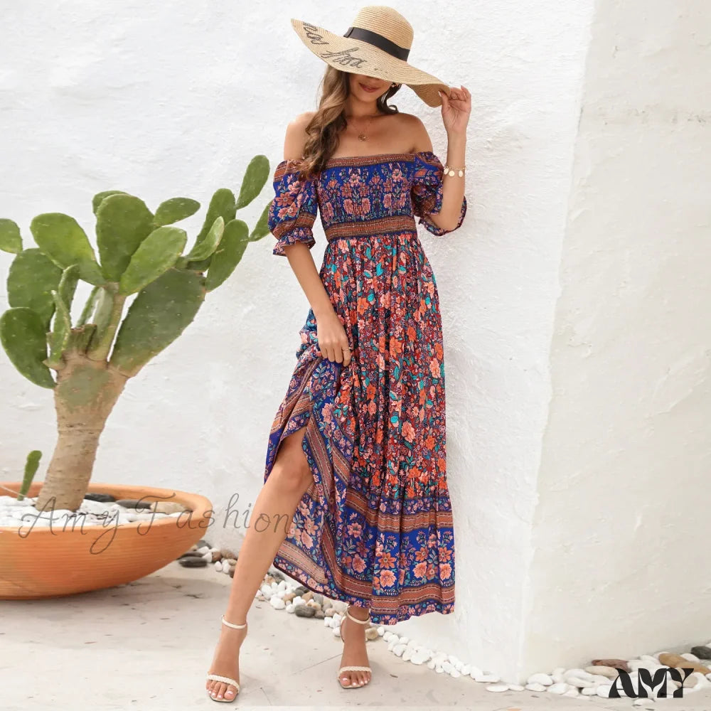 Amy Fashion - Casual Midi Sexy Elegant Beach Vacation Boho Dress Red / S