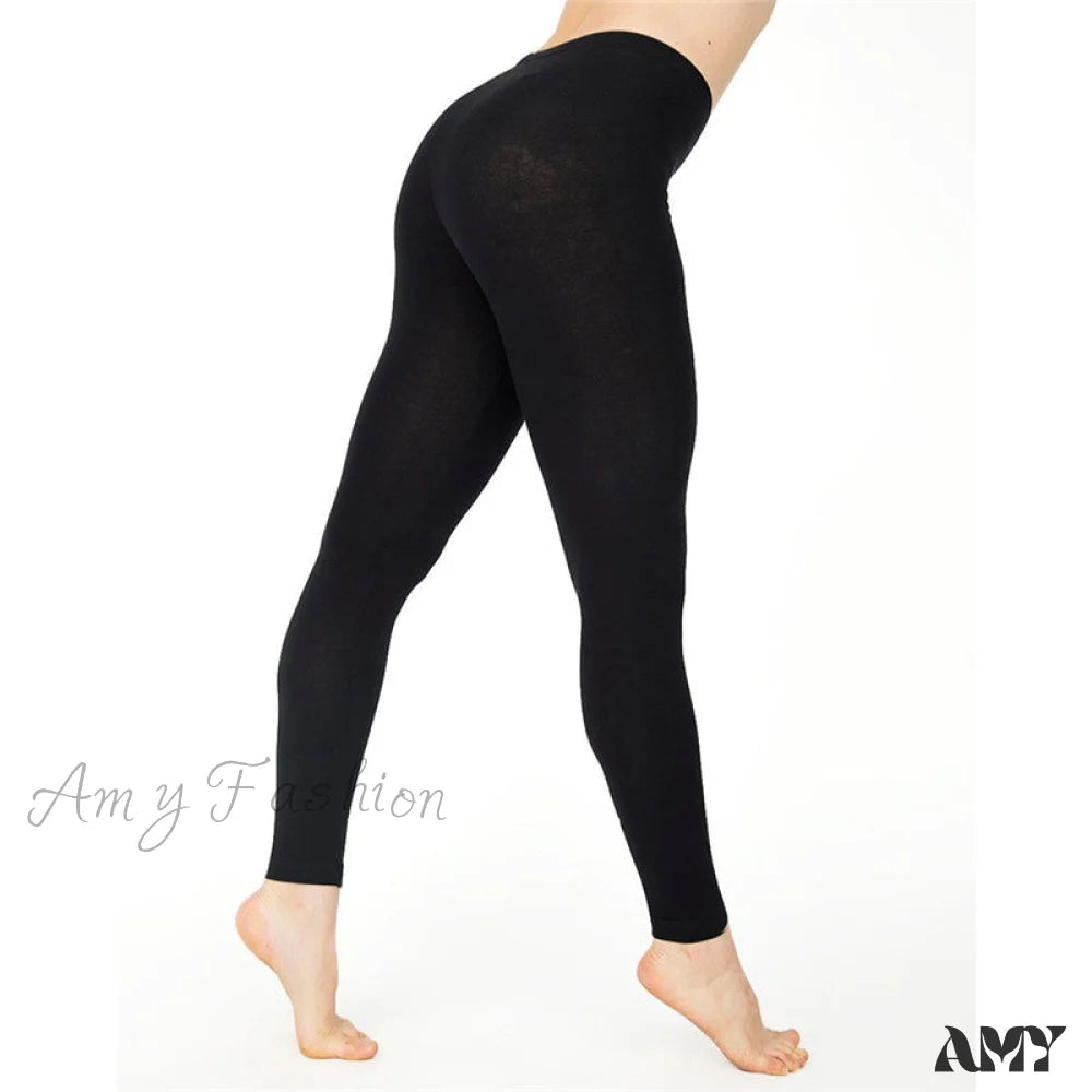 Amy Fashion - Casual Sport Fitness Cotton Leggings Black / S