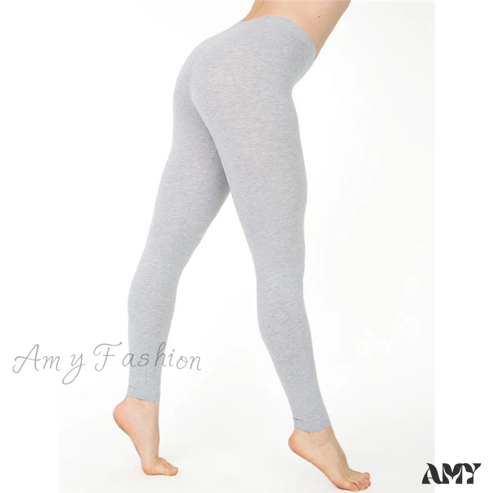 Amy Fashion - Casual Sport Fitness Cotton Leggings Gray / S