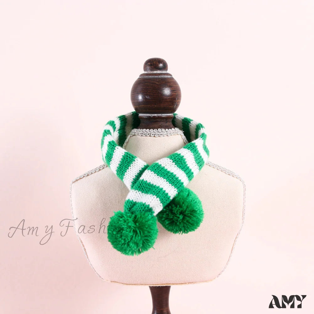 Amy Fashion - Cat Dog Knitted Wool Striped Christmas Scarf