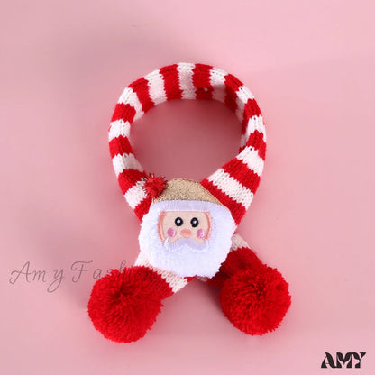 Amy Fashion - Cat Dog Knitted Wool Striped Christmas Scarf