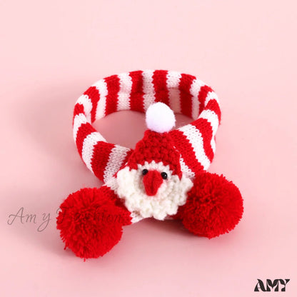 Amy Fashion - Cat Dog Knitted Wool Striped Christmas Scarf