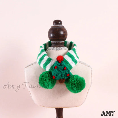 Amy Fashion - Cat Dog Knitted Wool Striped Christmas Scarf