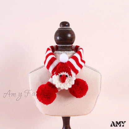 Amy Fashion - Cat Dog Knitted Wool Striped Christmas Scarf