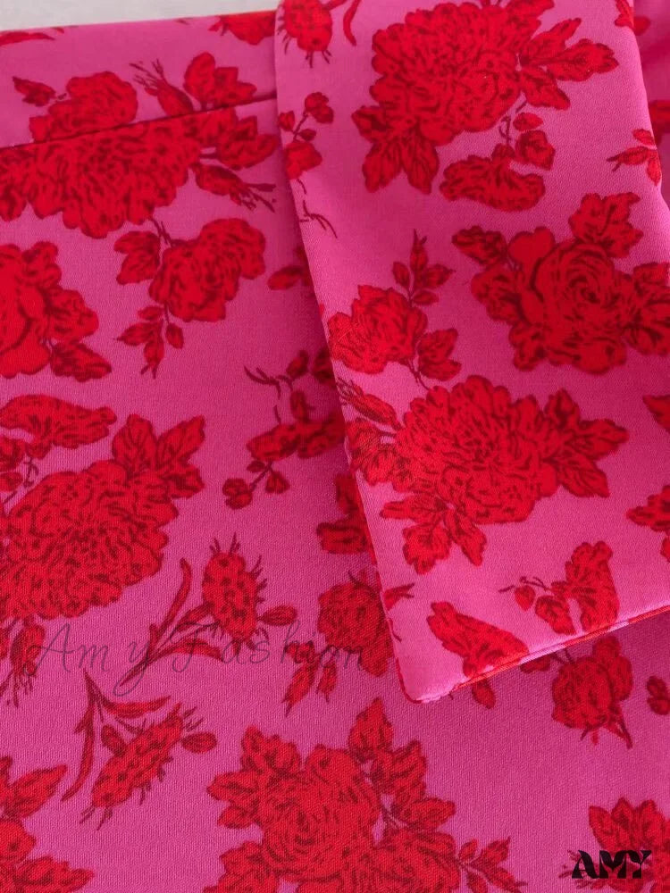 Amy Fashion - Chic Lady Long Sleeve Floral Print Blouses