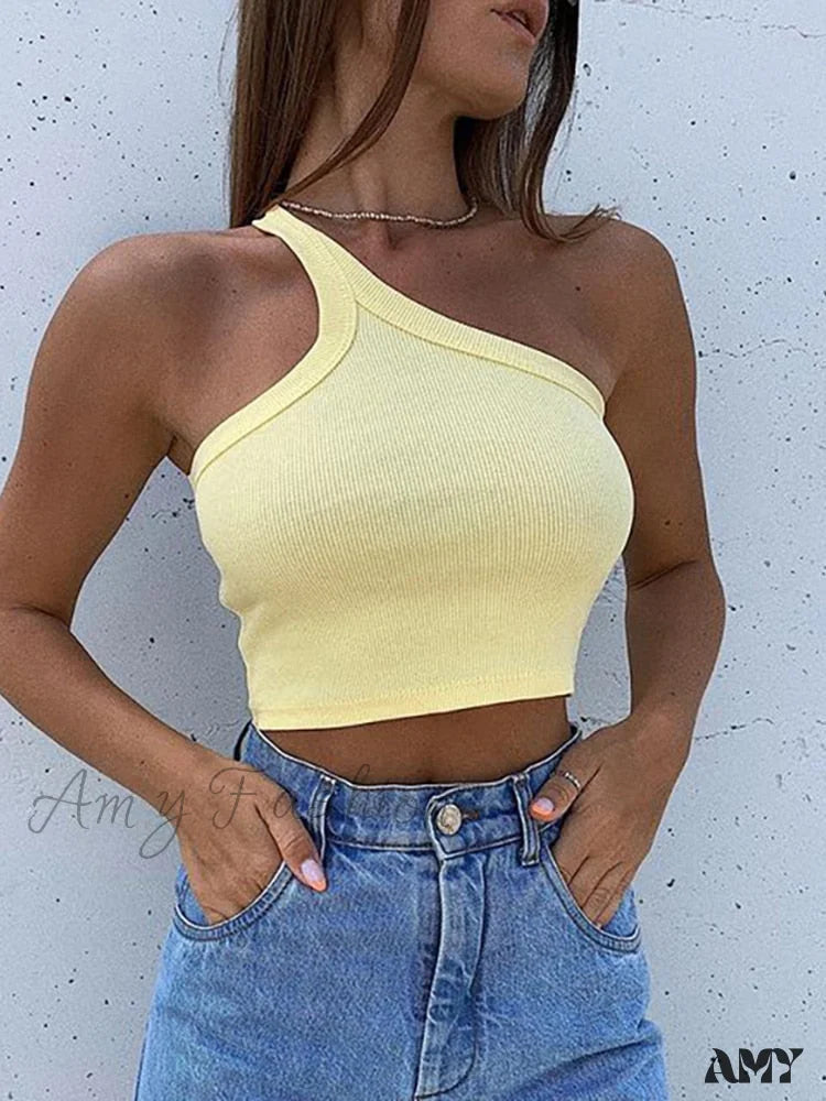 Amy Fashion - Chic One Shoulder Camis Tops