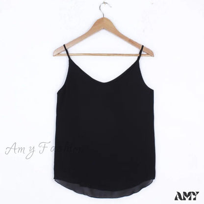 Amy Fashion - Chiffon Sleeveless Solid Camis Top