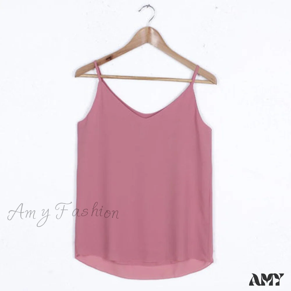 Amy Fashion - Chiffon Sleeveless Solid Camis Top