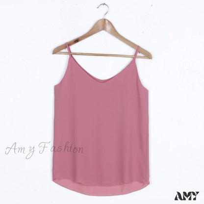 Amy Fashion - Chiffon Sleeveless Solid Camis Top