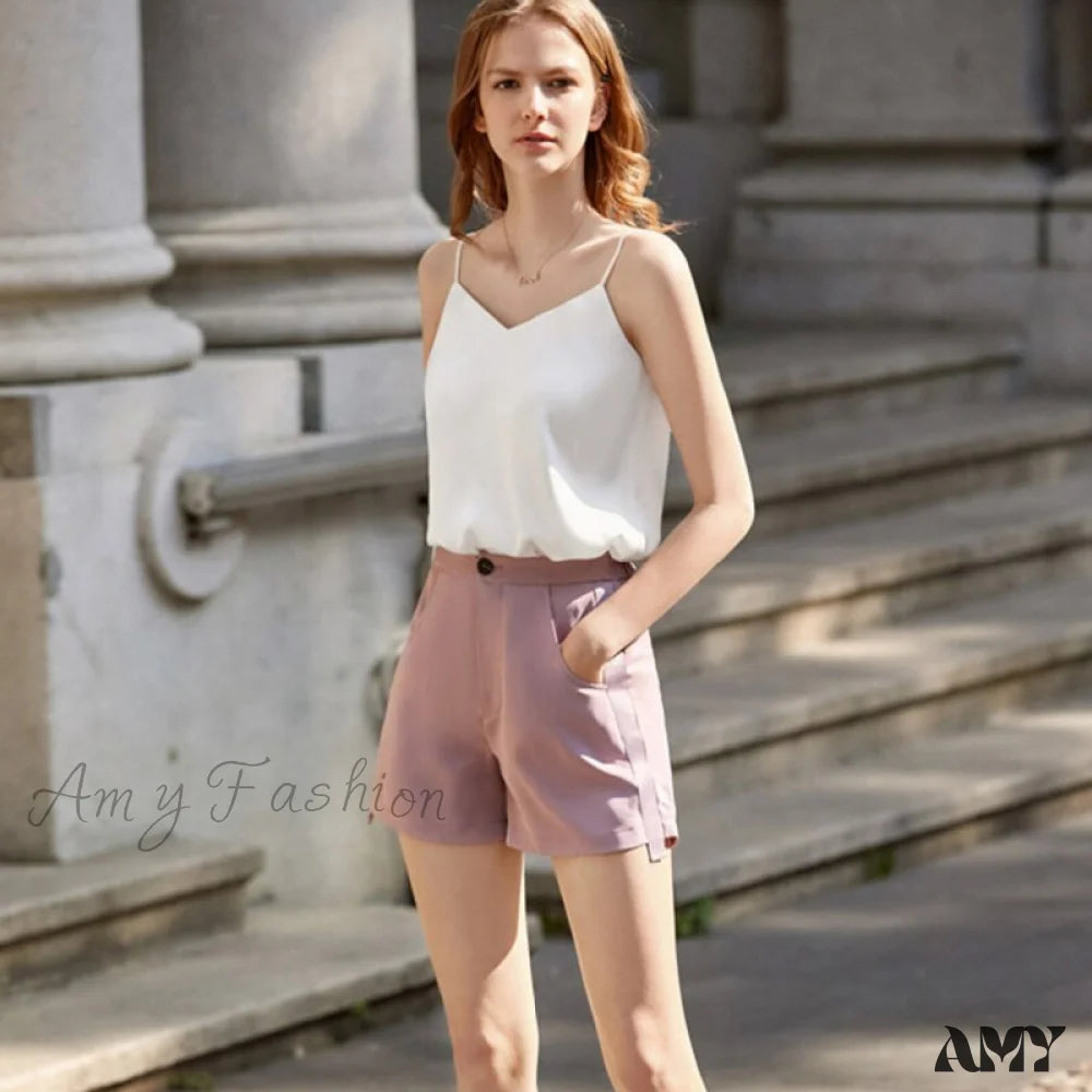 Amy Fashion - Chiffon Sleeveless Solid Camis Top