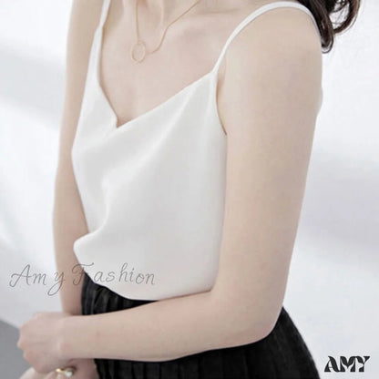 Amy Fashion - Chiffon Sleeveless Solid Camis Top