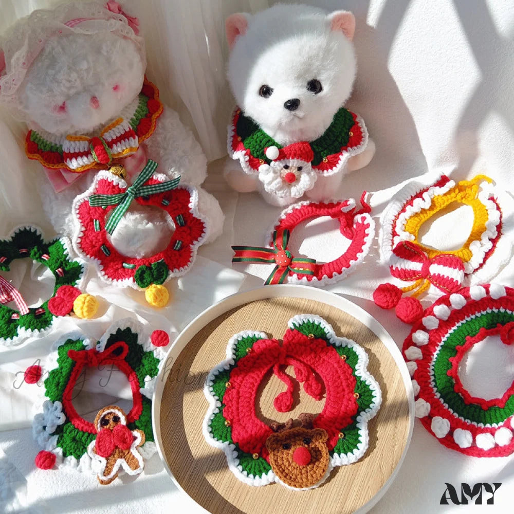 Amy Fashion - Chrismas Photo Accessories Hand Woven Cat Dog Bibs