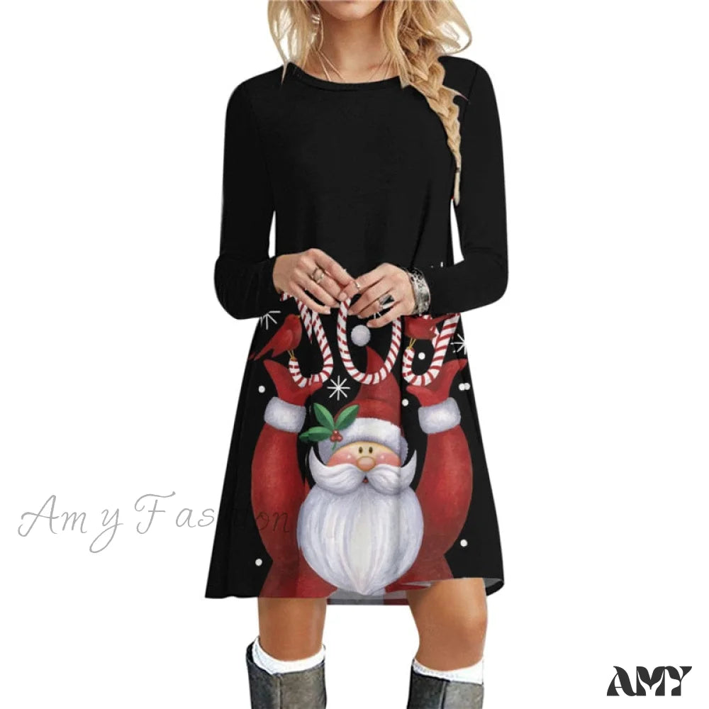 Amy Fashion - Christmas Deer Long Sleeve 3D Print Mini Dress