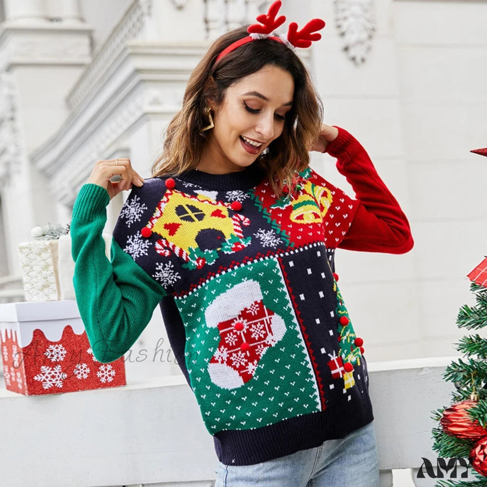 Amy Fashion - Christmas Little Snowflake Knitted Sweater