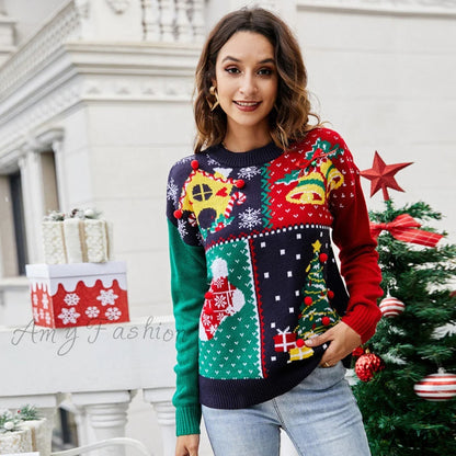 Amy Fashion - Christmas Little Snowflake Knitted Sweater