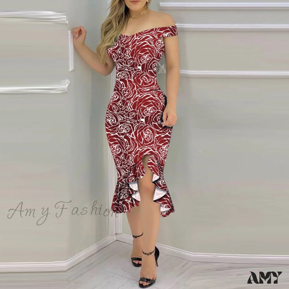 Amy Fashion - Cocktail Party Night Club Sexy Slim Long Dress Pink / S