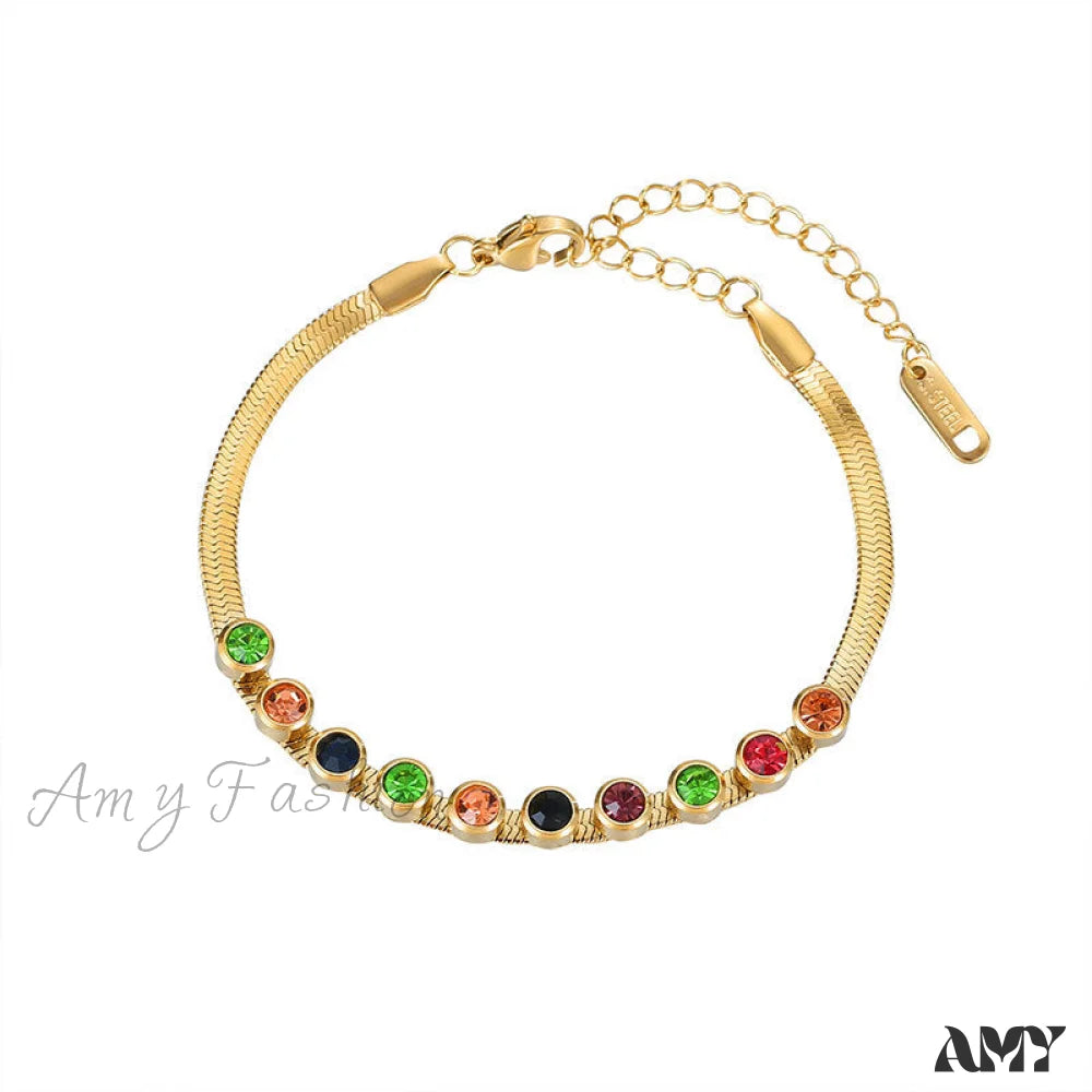 Amy Fashion - Colorful Diamond Snake Chain Bracelet