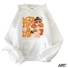Amy Fashion - Colorfulful Mushroom Print Hoody Pullover White / S