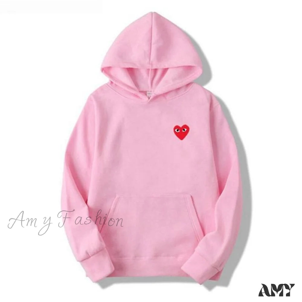 Amy Fashion - Cotton Heart-Eye Printed Fall/Winter Casual Hoodies B / S