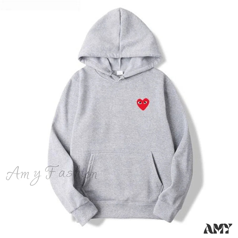 Amy Fashion - Cotton Heart-Eye Printed Fall/Winter Casual Hoodies E / S