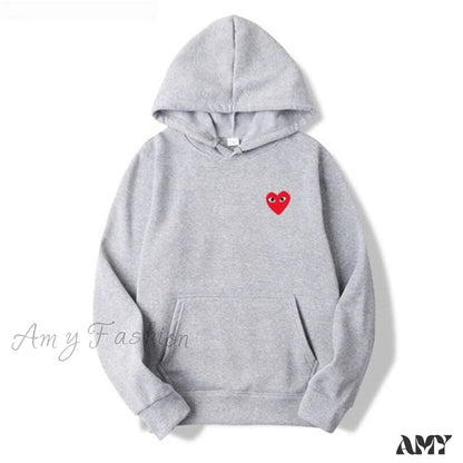 Amy Fashion - Cotton Heart-Eye Printed Fall/Winter Casual Hoodies E / S