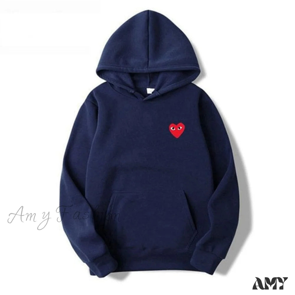 Amy Fashion - Cotton Heart-Eye Printed Fall/Winter Casual Hoodies F / S