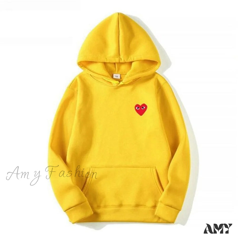 Amy Fashion - Cotton Heart-Eye Printed Fall/Winter Casual Hoodies I / S