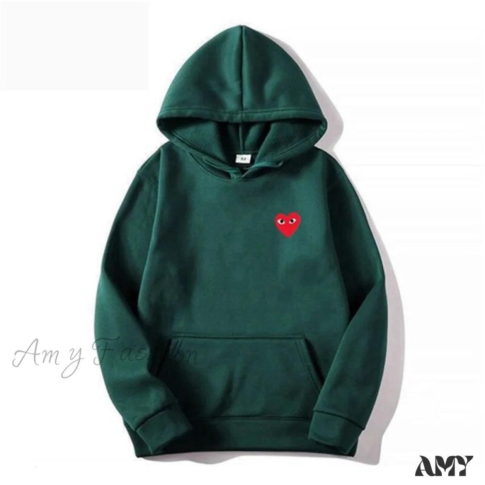 Amy Fashion - Cotton Heart-Eye Printed Fall/Winter Casual Hoodies J / S