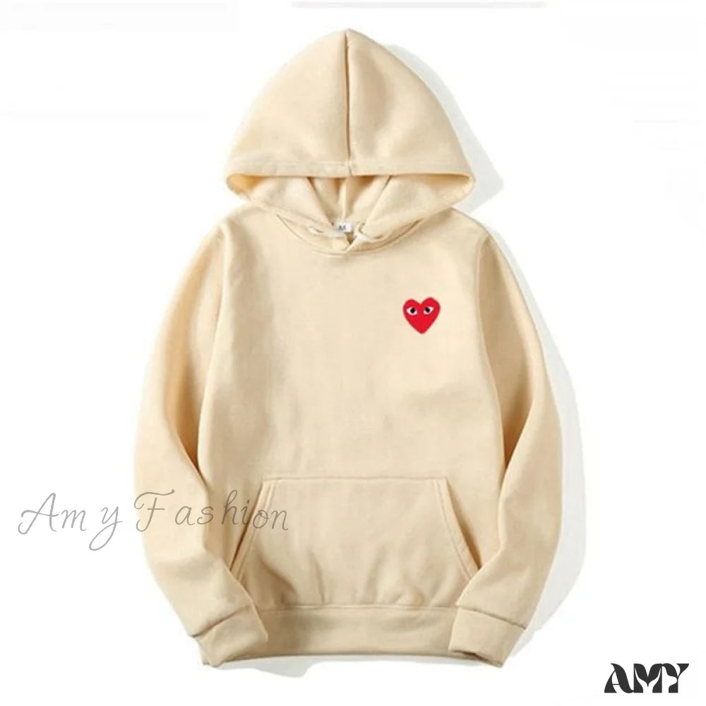 Amy Fashion - Cotton Heart-Eye Printed Fall/Winter Casual Hoodies L / S