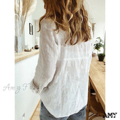Amy Fashion - Cotton Linen Vintage Flower Print Blouse