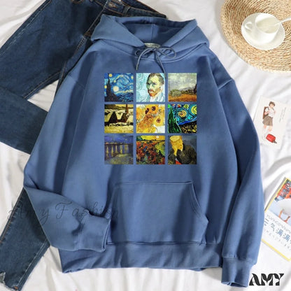 Amy Fashion - Crew Neck Sweatshirt Fleece Loose Hoodies Haze Blue / S