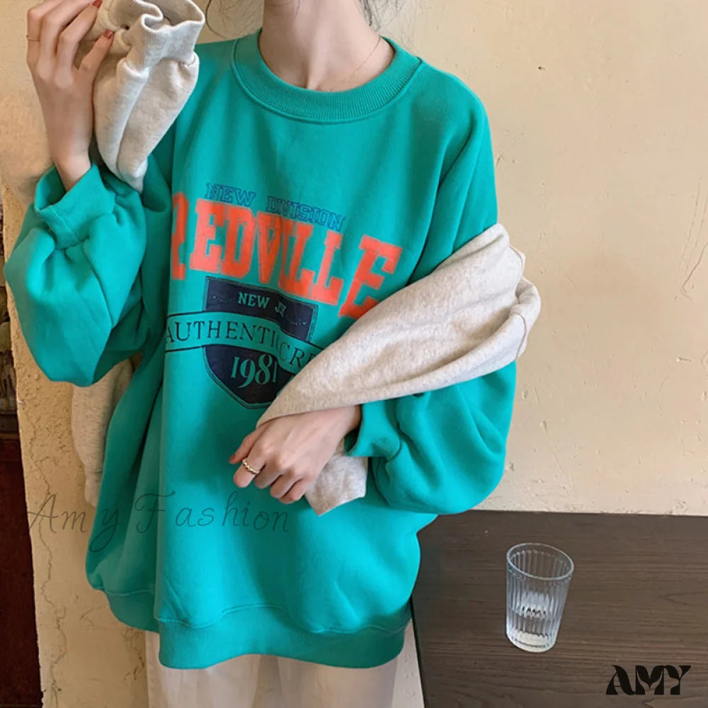 Amy Fashion - Crewneck Oversize Hoody Pullover