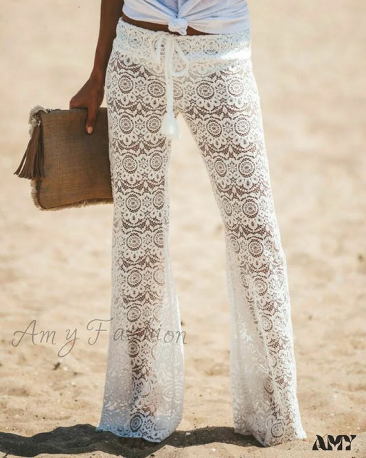 Amy Fashion - Crochet Beach Wide Leg Pants