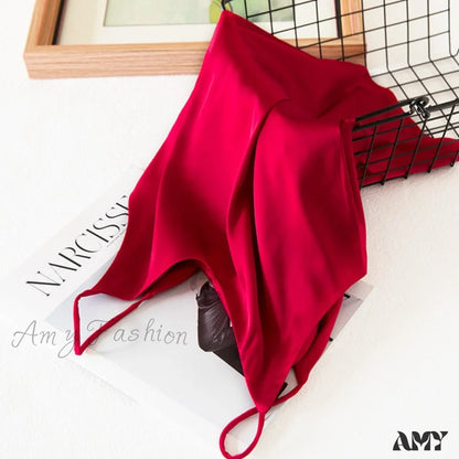 Amy Fashion - Crop Women Camis Silk Satin Tank Top Red / S