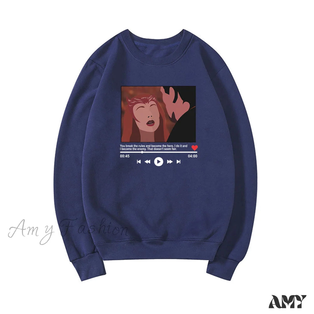 Amy Fashion - Cute Graphic Print Multi-Color Hoody Pullover