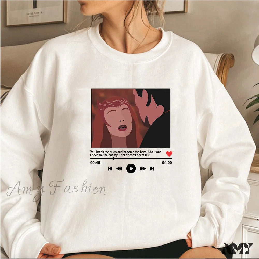 Amy Fashion - Cute Graphic Print Multi-Color Hoody Pullover