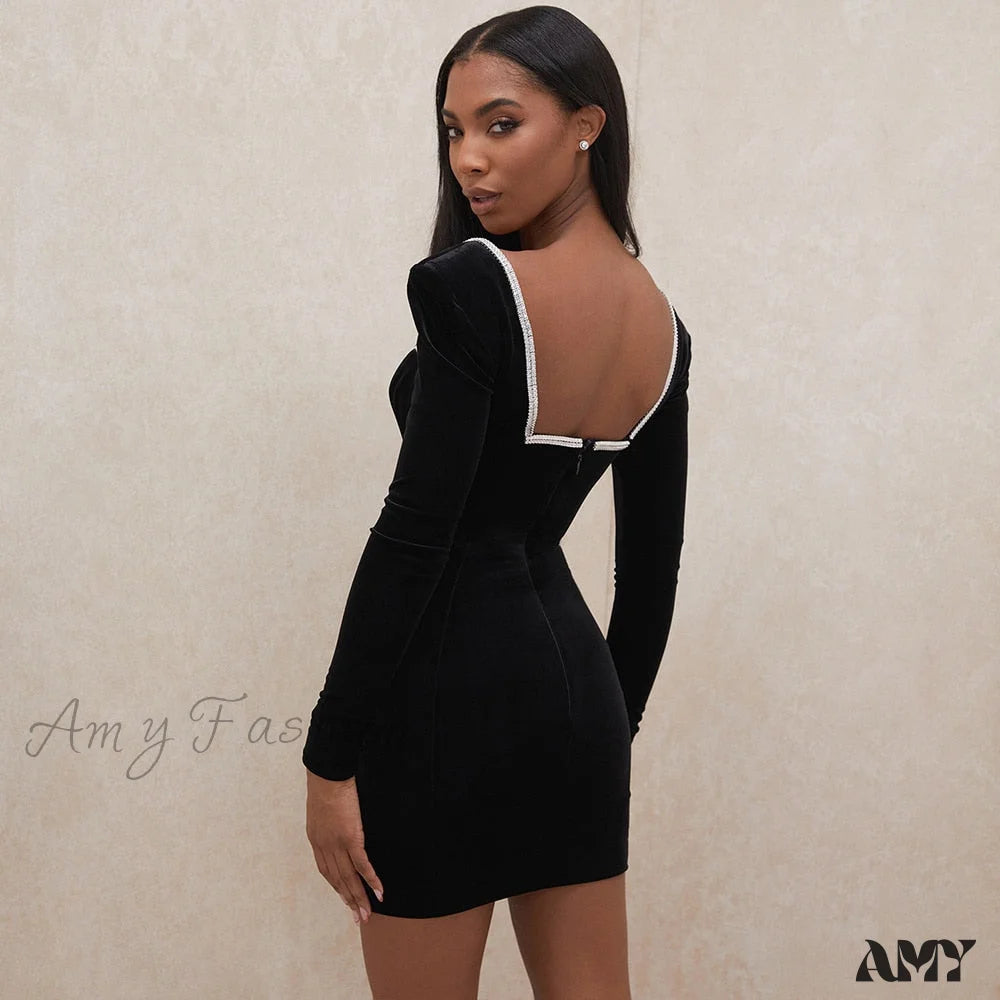 Amy Fashion - Deep V-Neck Sexy Mini Party Dresses