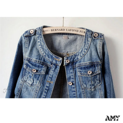 Amy Fashion - Denimlong Sleeve Casual Jacket