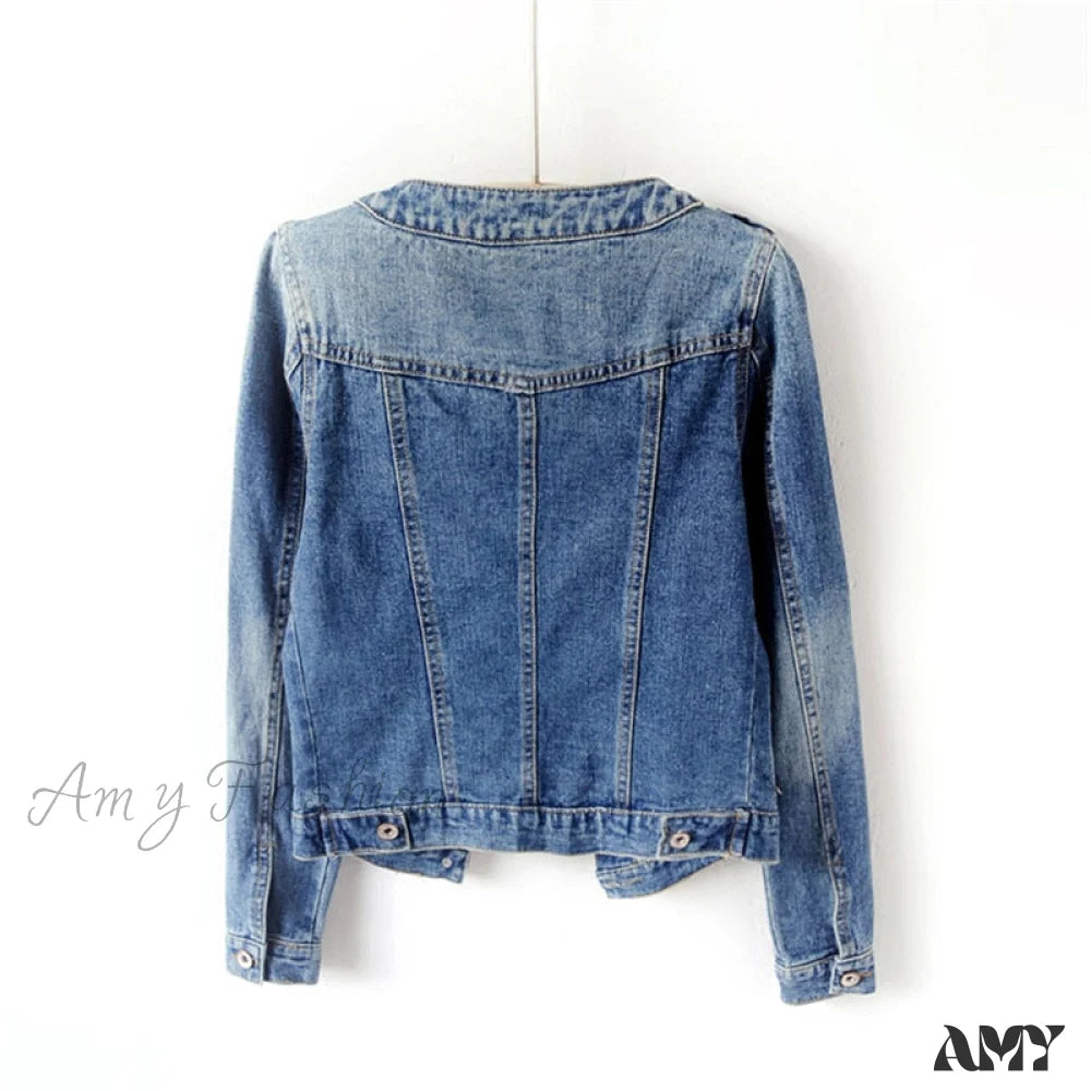 Amy Fashion - Denimlong Sleeve Casual Jacket