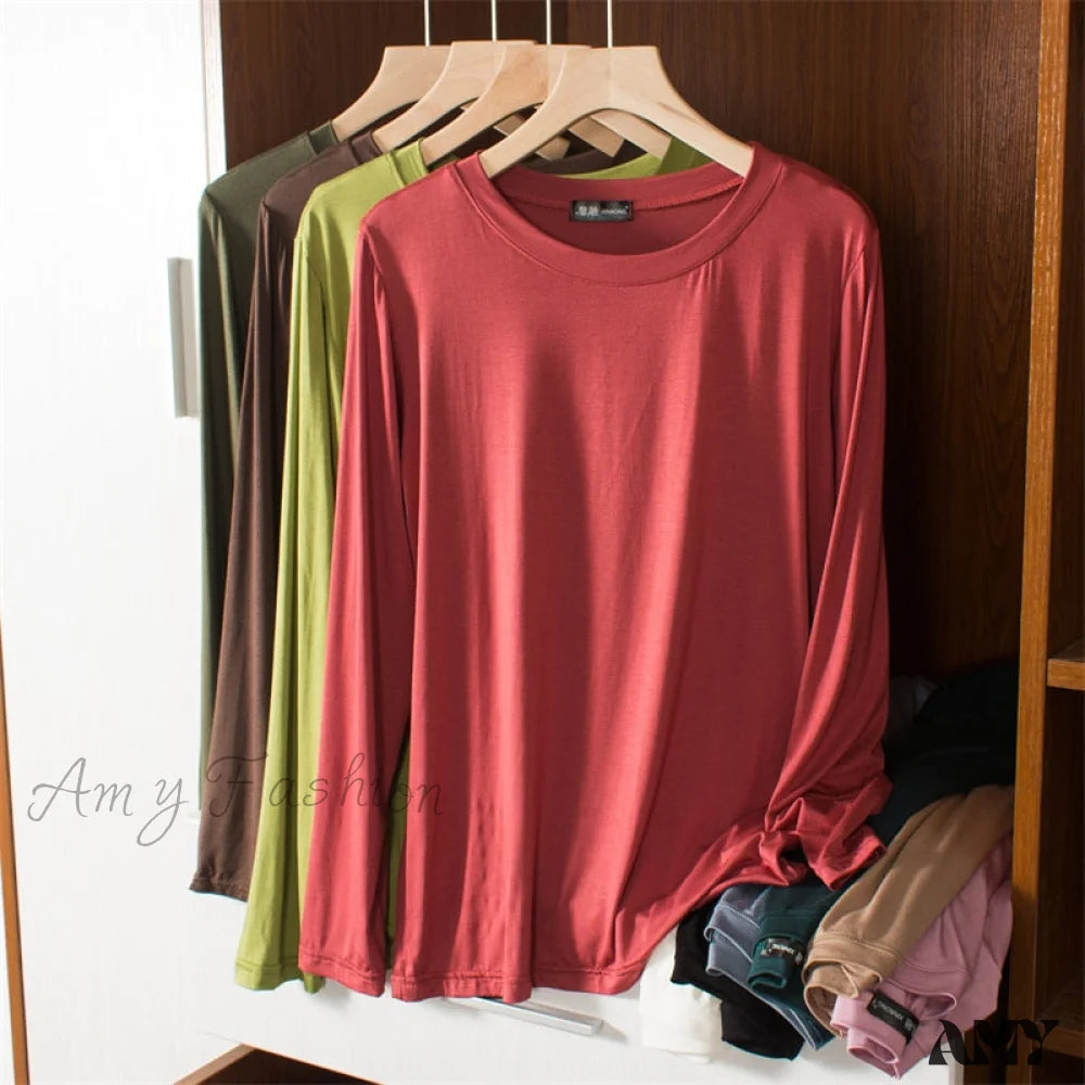 Amy Fashion - Elastic Long Sleeve Bottomed T-Shirt
