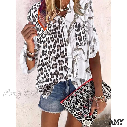 Amy Fashion - Elegant Loose Abstraction Print Shirt