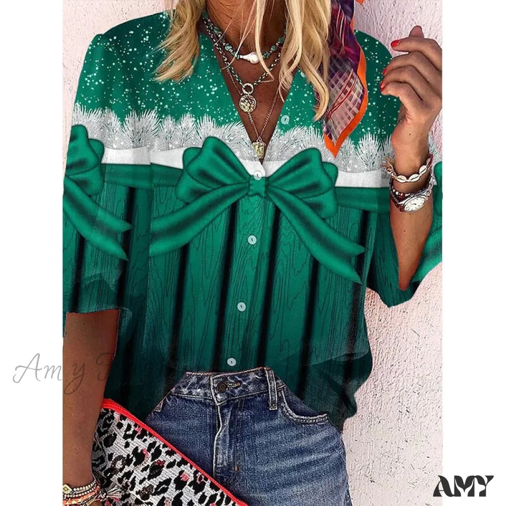 Amy Fashion - Elegant Loose Abstraction Print Shirt 5 / S